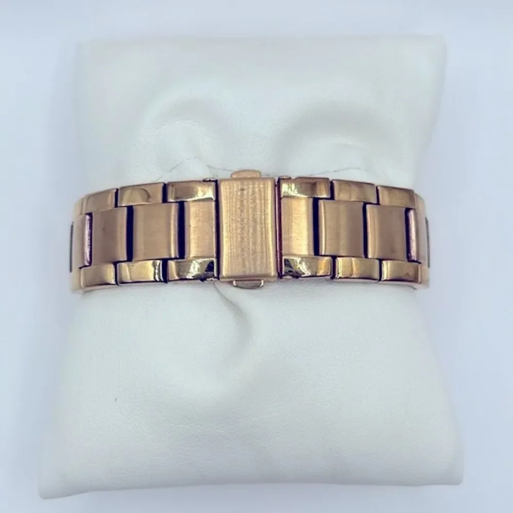 Working! Caravelle New York Rose Gold Rhinestone Face Ladies Watch